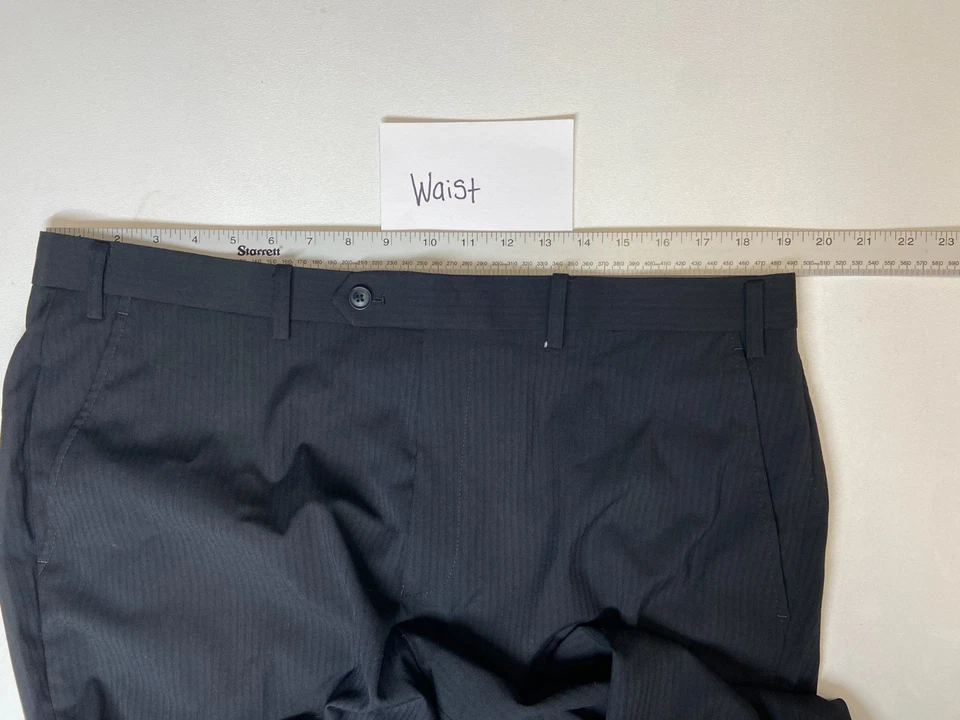 ALFANI Mens Black Stripe SLIM FIT STRETCH Big & Tall Dress Pants/Slacks 38Wx34L - Image 3 of 4