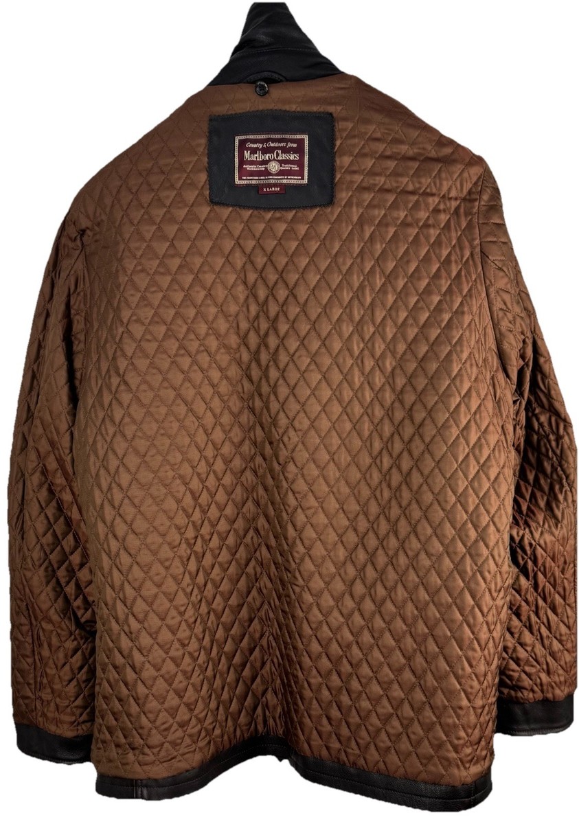 MARLBORO CLASSICS Brown Leather Men's Zip Up Jacket Size XLarge