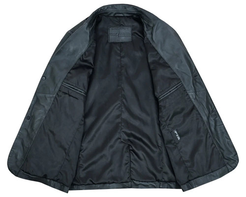 Abrigo de cuero para hombre clásico negro piel de oveja real abrigo de cuero chaqueta todas las estaciones - Imagen 7 de 7