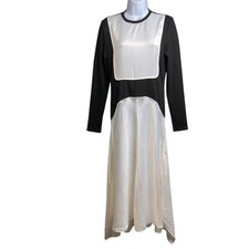 Unaya Women’s Black White Colorblock Midi Dress Size M Statement Japanese Vibes