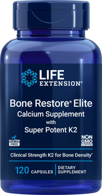 Life Extension Bone Restore Elite with Super Potent K2, 120 Count