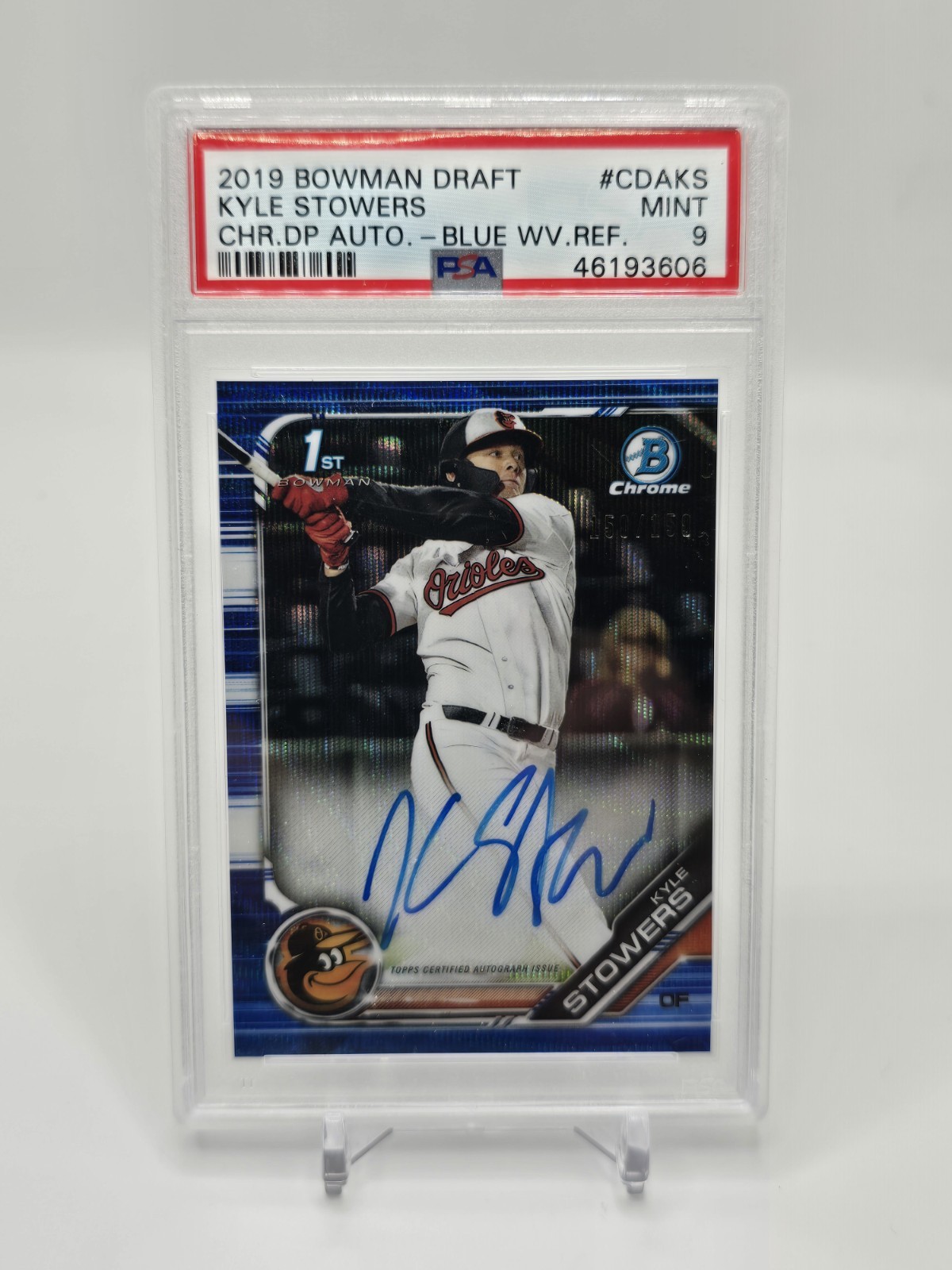2019 1st Bowman Chrome Blue Wave Refractor /150 Kyle Stowers AUTO PSA 9 #CDA-KS