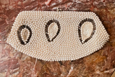 Vintage JAPANESE BEADED PEARL CLUTCH PURSE EVENING BAG Made In Japan