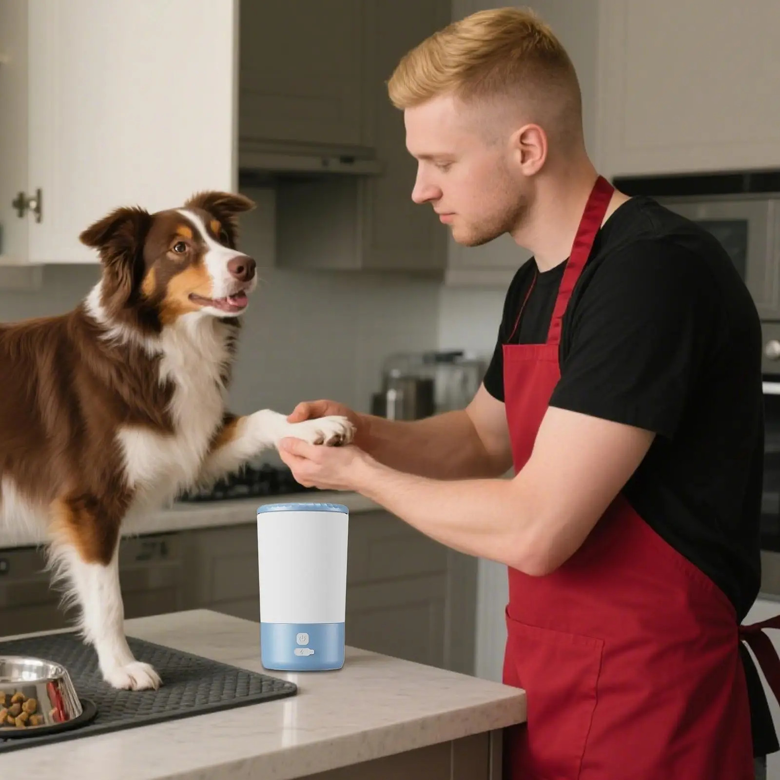 Nettoyeur de pattes de chien automatique bleu taille M en silicone