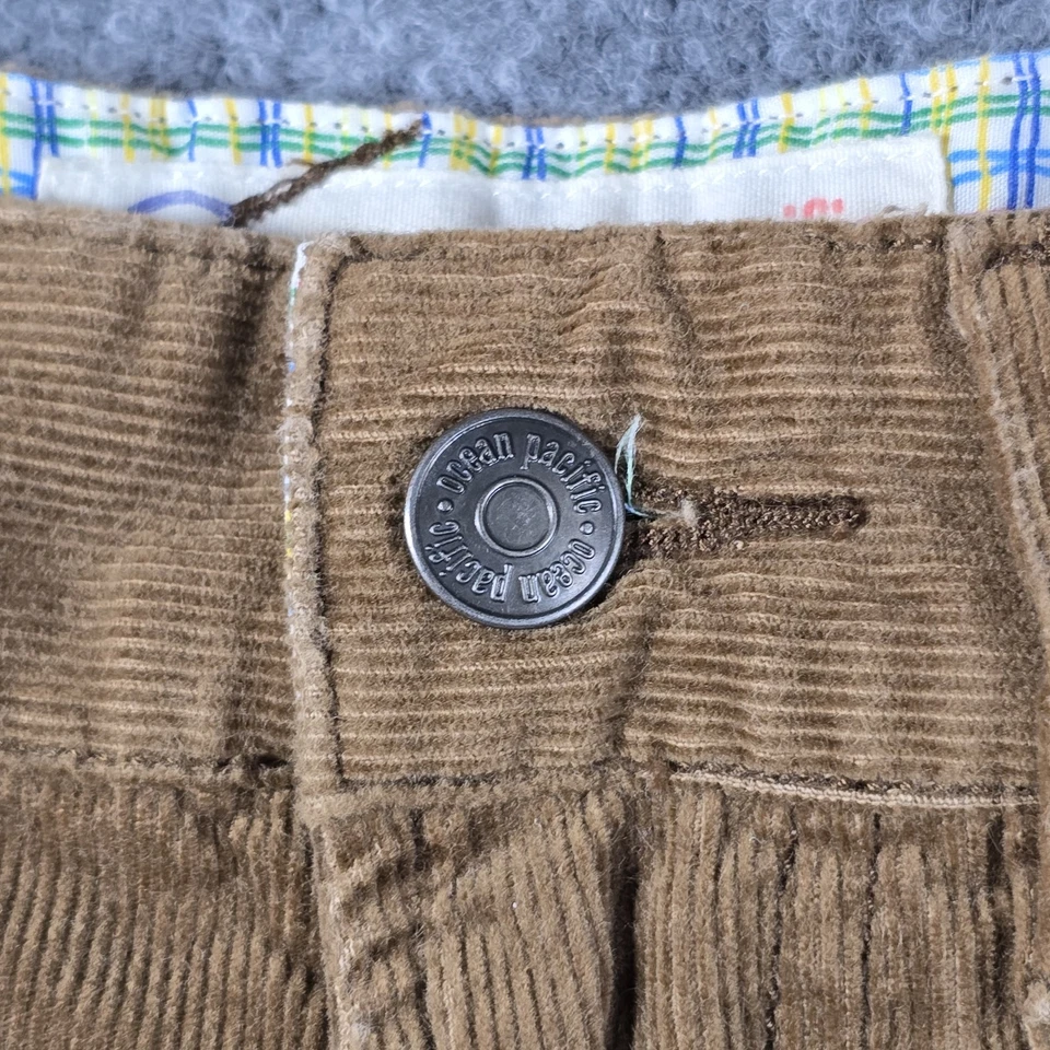 Vintage Ocean Pacific OP Pana Corto Marrón 32 Surf Patín Años 90 Y2K Parche Bolsillo Foto 2 de 4