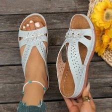 Womens Summer Wedge Heel Sandals Casual Slippers Ladies Slip On Shoes Mules