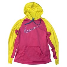 Nike Therma Fit Womens Kids Hoodie Just Do It Logo Pink Yellow HTF Size Small