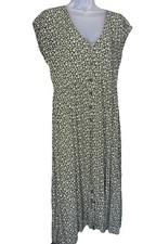 Madewell Button Front Midi Dress Campden Daisies Olive Green Boho Casual Cottage