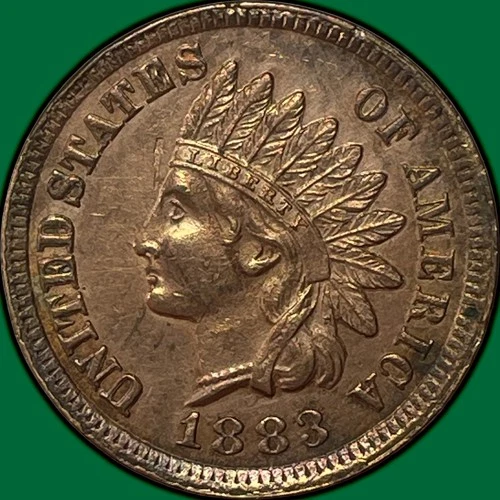 1883 Indian Head Cent Uncirculated UNC Coin, Cleaning #34201