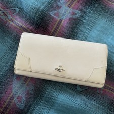 Vivienne Westwood authentic ORB White Leather Long Wallet Clutch From Japan