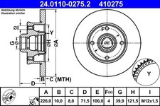 2x ATE Bremsscheibe 24.0110-0275.2 für SEAT VW
