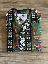 Nui Nalu Button Down Shirt Boys 7 Hawaii 100 Cotton Green Surfboard