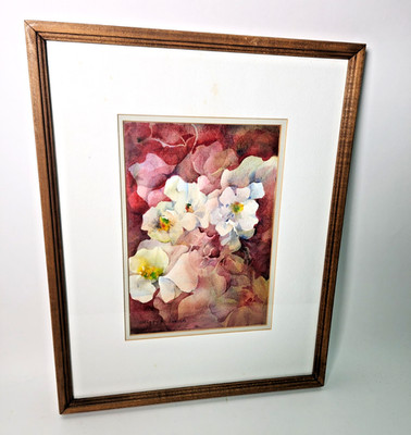 Vintage Skippy Anderson Wild Irish Roses Watercolor Flower Painting 1987
