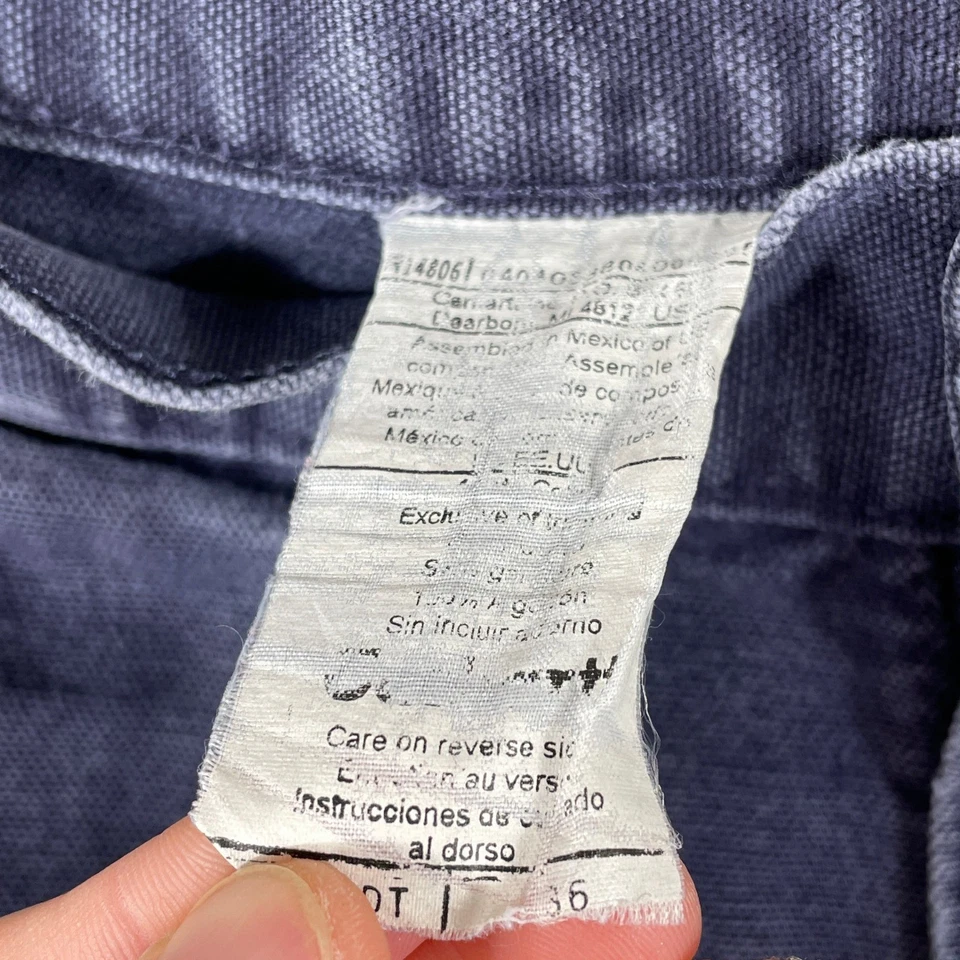 Pantalones Cortos Carpintero Carhartt De Colección Para Hombres 36 Azul Lona Ropa de Trabajo Y2K Desteñido Patinador Foto 4 de 4