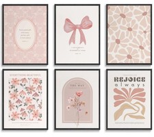 QQG Christian Wall Art Prints Set of 6 Pink Bible Verses Pictures Wall Decor ...
