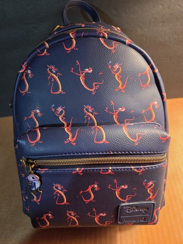 Loungefly Mini Rucksack Disney Mulan Mushu Navy Blau