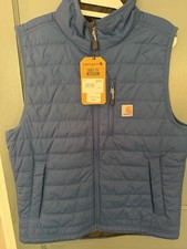 Carhartt Blue Lightweight Quilted Zip Vest Stand-Up Collar Size M Men