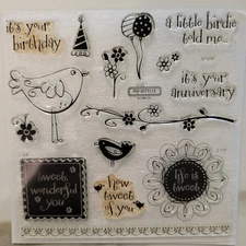 Close to my Heart My Acrylix LIFE IS TWEET Clear Cling Stamps Set of 17 Most New