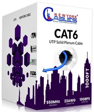 Newyork Cables  CAT6 Plenum Cable 1000ft  23AWG, UTP 4Pairs, 550MHz 10Gbps...
