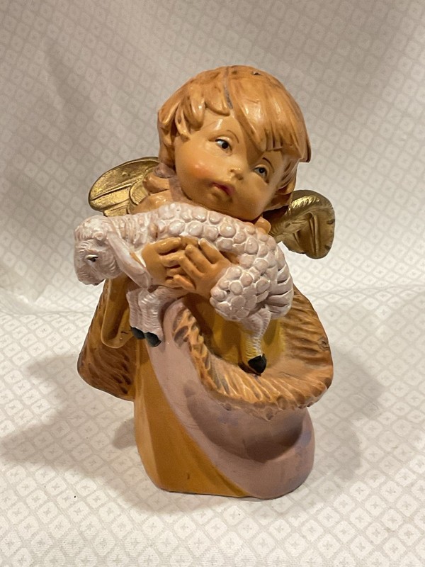 Fontanini Little Shepherd Angel Figurine Christmas Nativity Lamb 1988 Signed