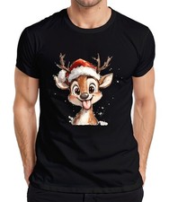 Funny Reindeer Christmas Gift Kids Cute Tongue Vintage Mens T-Shirt