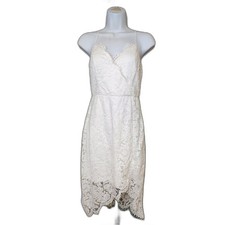 Lulus Women's White Floral Lace Asymmetrical Midi Dress Size Medium