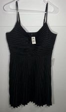 Express Black Pleated Cocktail Dress Womens Medium Spaghetti Strap NWT
