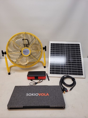 SOKIOVOLA SOLAR FAN, BATTERY PACK , WITH SOLAR MODULE AND CABLES