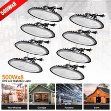 8 Pack 500W UFO Led High Bay Light Commercial Industrial Factory Warehouse Light