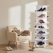 7 Tier Rotating Shoe Rack Tower, Free Standing 360° Shoe organizer Lazy Susan