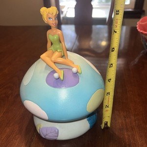 Disney Tinker Bell Sitting On A Mushroom Vinyl Piggy Bank Collectors