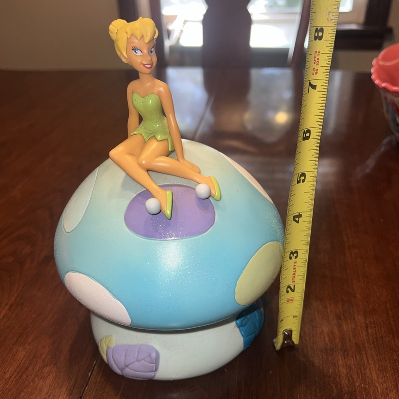 Disney Tinker Bell Sitting On A Mushroom Vinyl Piggy Bank Collectors