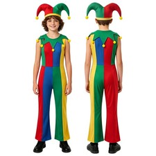 Kids Girls Costume Set Carnival Fancy Dress Two-Tone Hat Bodysuit Bright Fun
