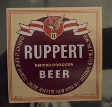  IRTP RUPPERT BEER LABEL JACOB RUPPERT BREWING CO NEW YORK NY NEAR MINT