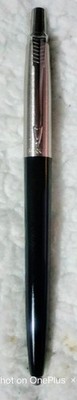 Vintage 1970's Parker Jotter Ballpoint Pen Black Stainless Excellent!