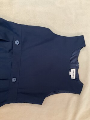 LANDS END Classic Navy Blue Solid School Uniform Jumper Dress 14 Girls