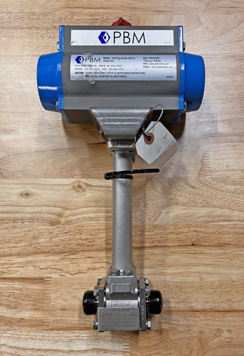 Válvula criogénica de acero inoxidable PBM 1/2" Clase 300 CPHLC6X-G-34-L + actuador