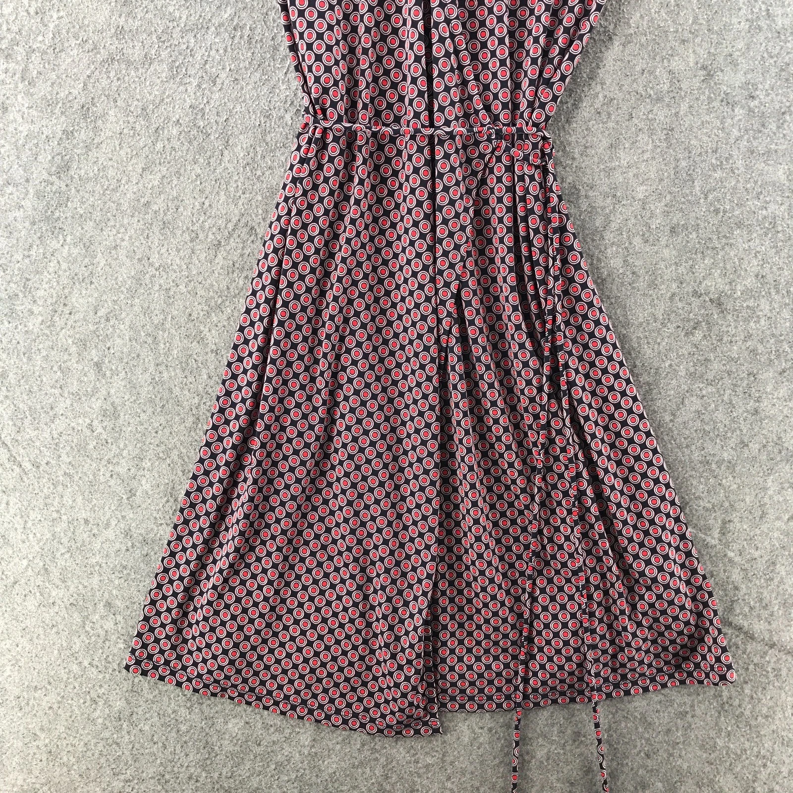 Abito donna Michael Kors elasticizzato blu rosso cerchio stampa a pois cravatta avvolgente taglia P