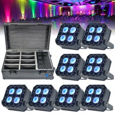 4x18W RGBWA UV 6in1 Wireless LED Battery Uplight 8pcs With Charging Flight Case