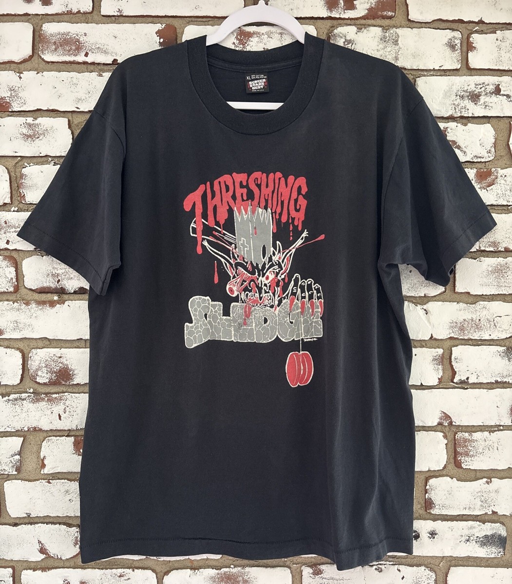Vintage Band T Shirt XL THRESHING SLEDGE CKY Death Metal Rake Yohn