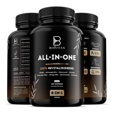 VITABION All in One Kapseln mit Shilajit & Ashwagandha - Energie, Ausdauer, Testosteron