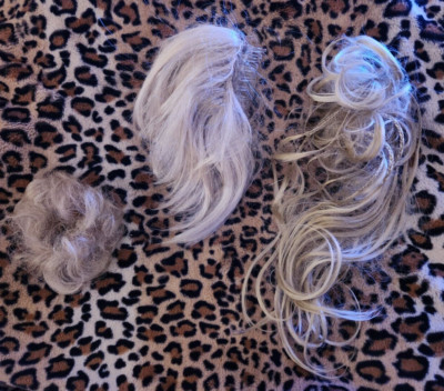 Lot of Blonde Hair Add On Used Messy bun pony tail Clip On Comb