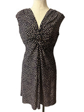 Chaps Ralph Lauren Dress Plum Brown P Medium Polka Dot Stretch Sheath Washable