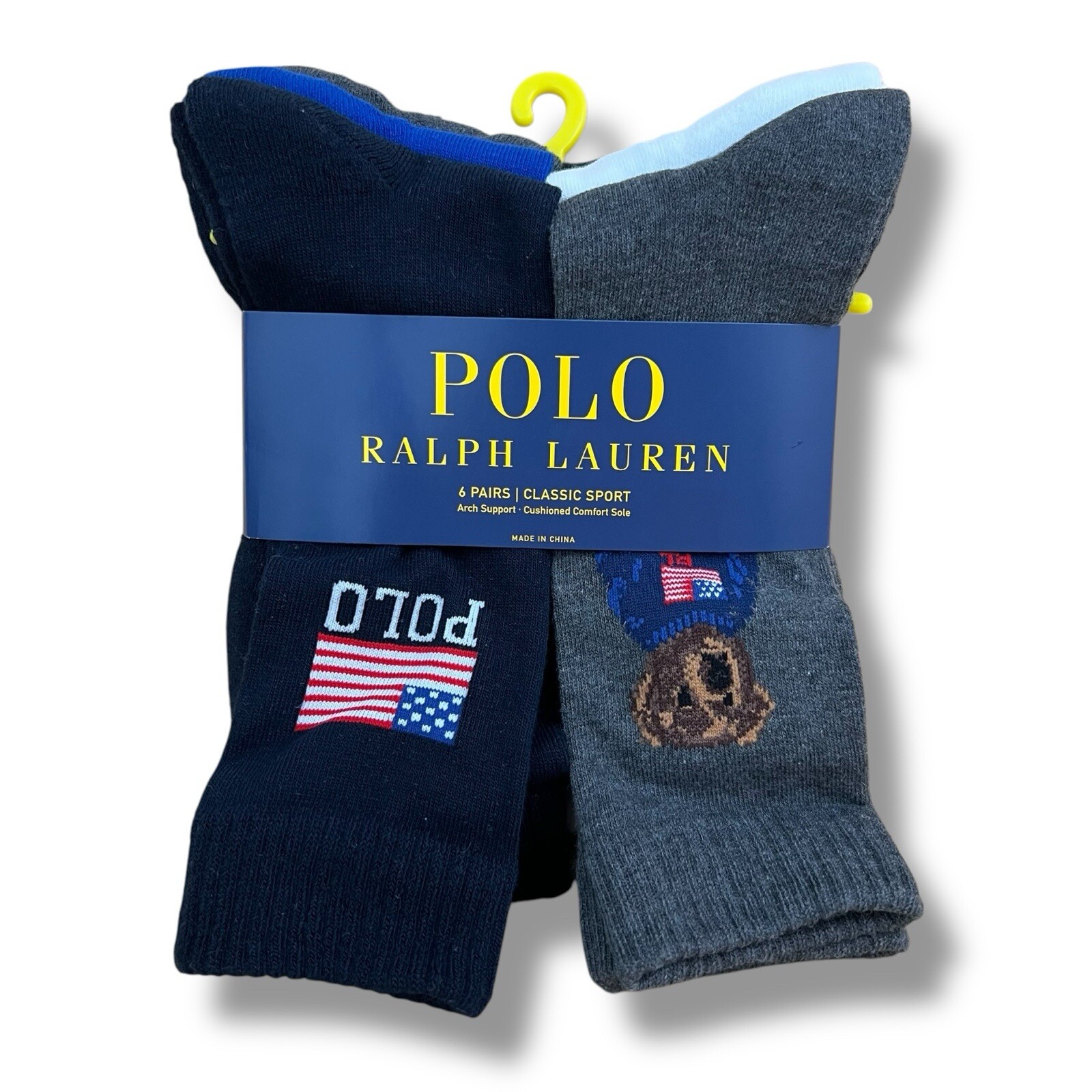 Calze Polo Ralph Lauren Classic Sport Bear bandiera USA pony uomo taglia 6 12 5