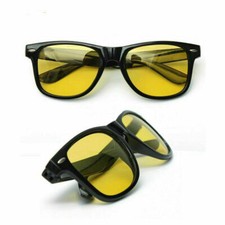 Anti Glare Yellow  Tinted HD Night Vision Driving Glasses Classic Pilot Goggles