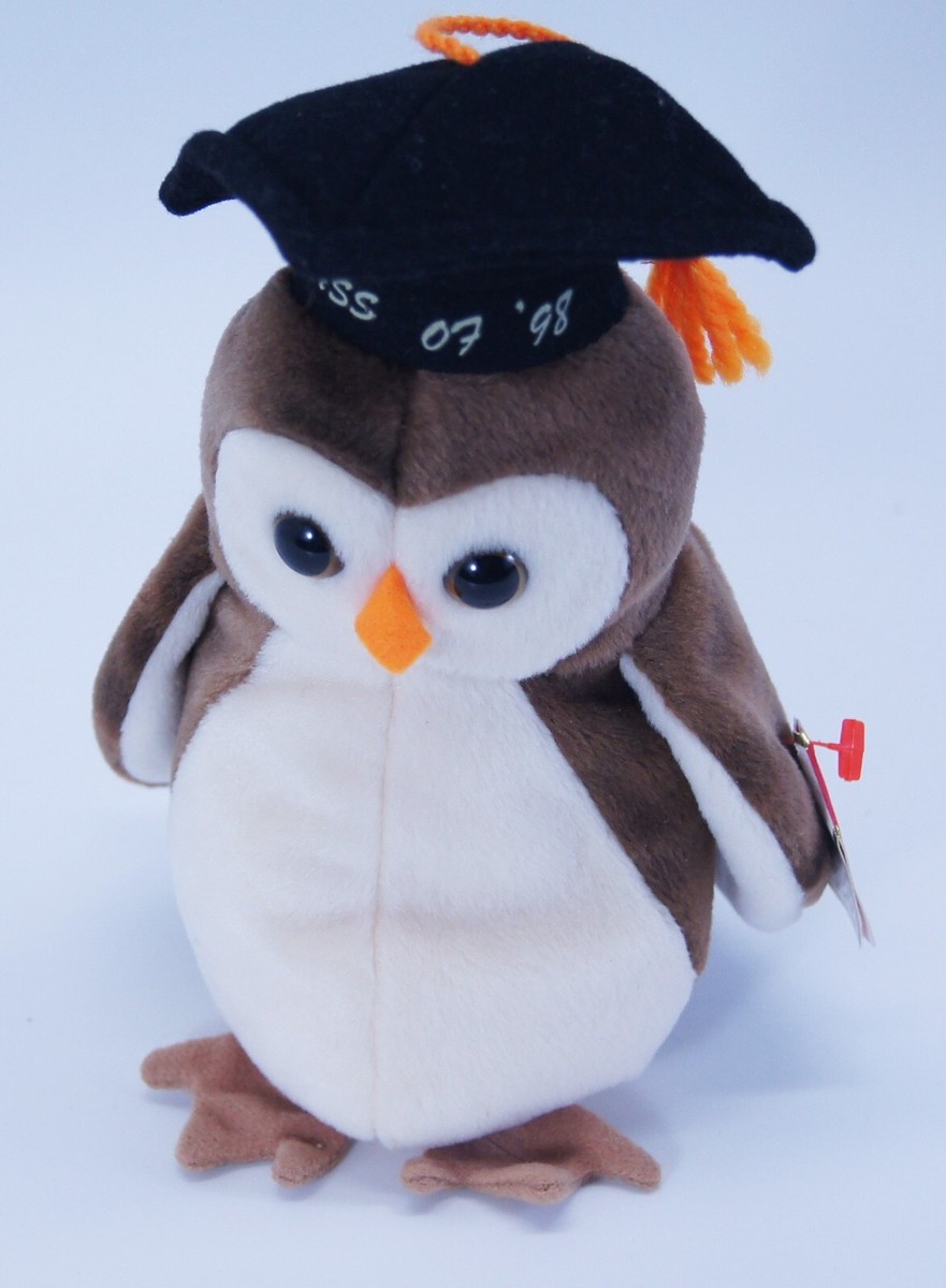 Ty Beanie Baby Wise The Owl Class of 98 Brown Graduation - Main Image