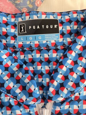 PGA tour Perry Ellis Women's Golf Shirt Large Quarter Zip Long Sleeves 