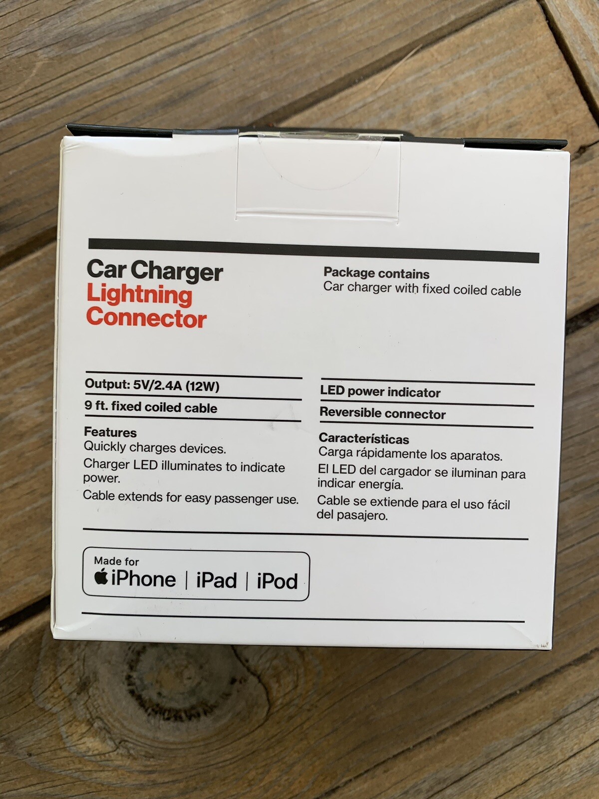 Verizon Car Charger 9ft Lightning Cable for iPhone Apple Certified