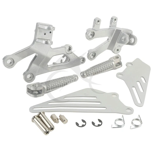 Silver Front Foot pegs Footrests Bracket Fit For Kawasaki Ninja ZX12R 2002-2005 - Изображение 4 из 4