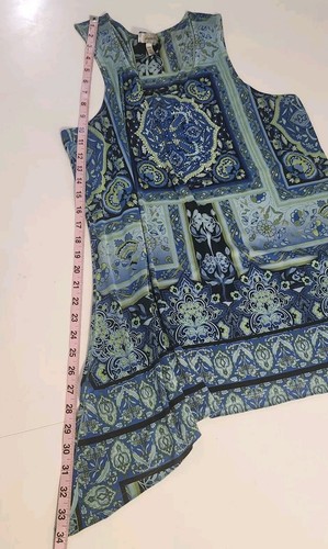 DRESSBARN sz 1X BLUES & GREENS & BLINGS STUDDED RHINESTONE SHARK HEM TUNIC TOP - Picture 14 of 23